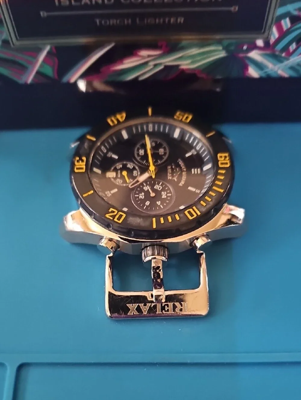 Tommy Bahama Blue and Gold Chronograph Watch with Blue Silicone Bands